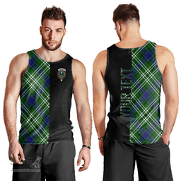 Scottish Haliburton Clan Tartan Men Tank Top - Half of Me Style - Custom Your Text Scottish Plaid Tartan Plaid