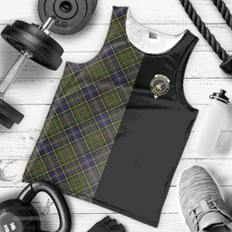 Scottish MacMillan Hunting Modern Clan Tartan Men Tank Top - Half of Me Style - Custom Your Text Scottish Plaid Tartan Plaid