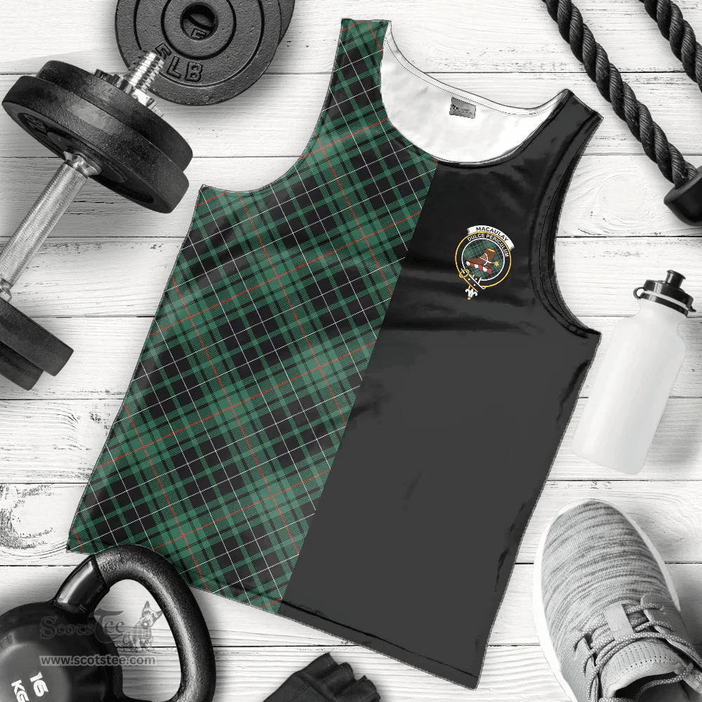 Scottish MacAulay Hunting Ancient Clan Tartan Men Tank Top - Half of Me Style - Custom Your Text Scottish Plaid Tartan Plaid