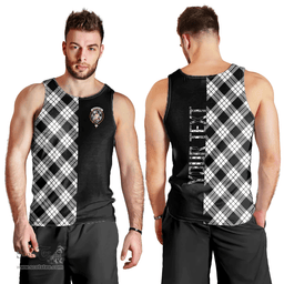 Scottish MacFarlane Black _ White Clan Tartan Men Tank Top - Half of Me Style - Custom Your Text Scottish Plaid Tartan Plaid