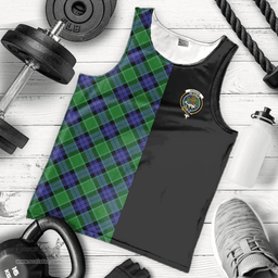 Scottish Graham of Menteith Modern Clan Tartan Men Tank Top - Half of Me Style - Custom Your Text Scottish Plaid Tartan Plaid