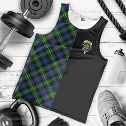 Scottish MacKenzie Modern Clan Tartan Men Tank Top - Half of Me Style - Custom Your Text Scottish Plaid Tartan Plaid