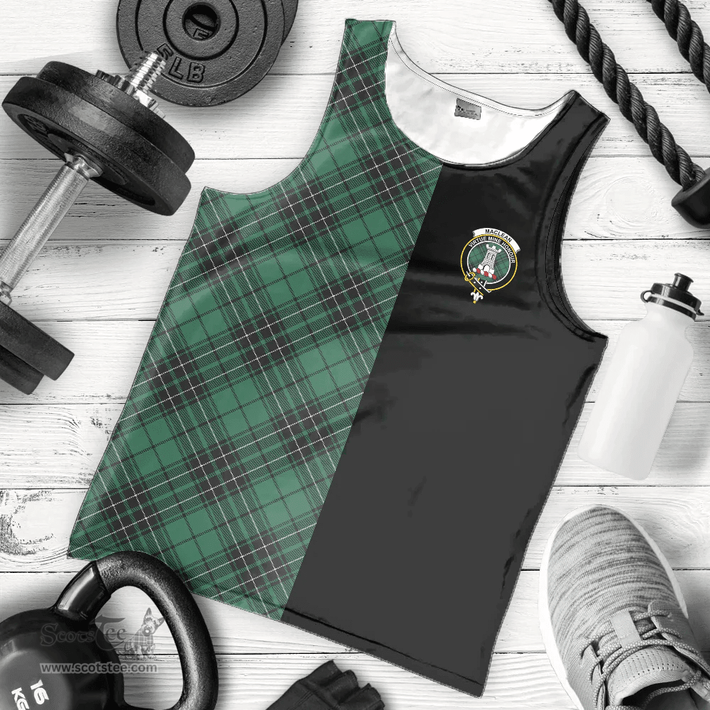 Scottish MacLean Hunting Ancient Clan Tartan Men Tank Top - Half of Me Style - Custom Your Text Scottish Plaid Tartan Plaid