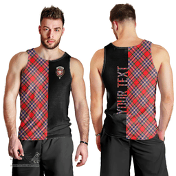 Scottish MacFarlane Modern Clan Tartan Men Tank Top - Half of Me Style - Custom Your Text Scottish Plaid Tartan Plaid