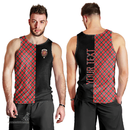 Scottish Sinclair Modern Clan Tartan Men Tank Top - Half of Me Style - Custom Your Text Scottish Plaid Tartan Plaid