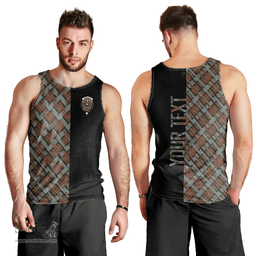 Scottish Ferguson Weathered Clan Tartan Men Tank Top - Half of Me Style - Custom Your Text Scottish Plaid Tartan Plaid