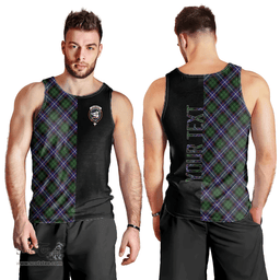 Scottish Galbraith Modern Clan Tartan Men Tank Top - Half of Me Style - Custom Your Text Scottish Plaid Tartan Plaid