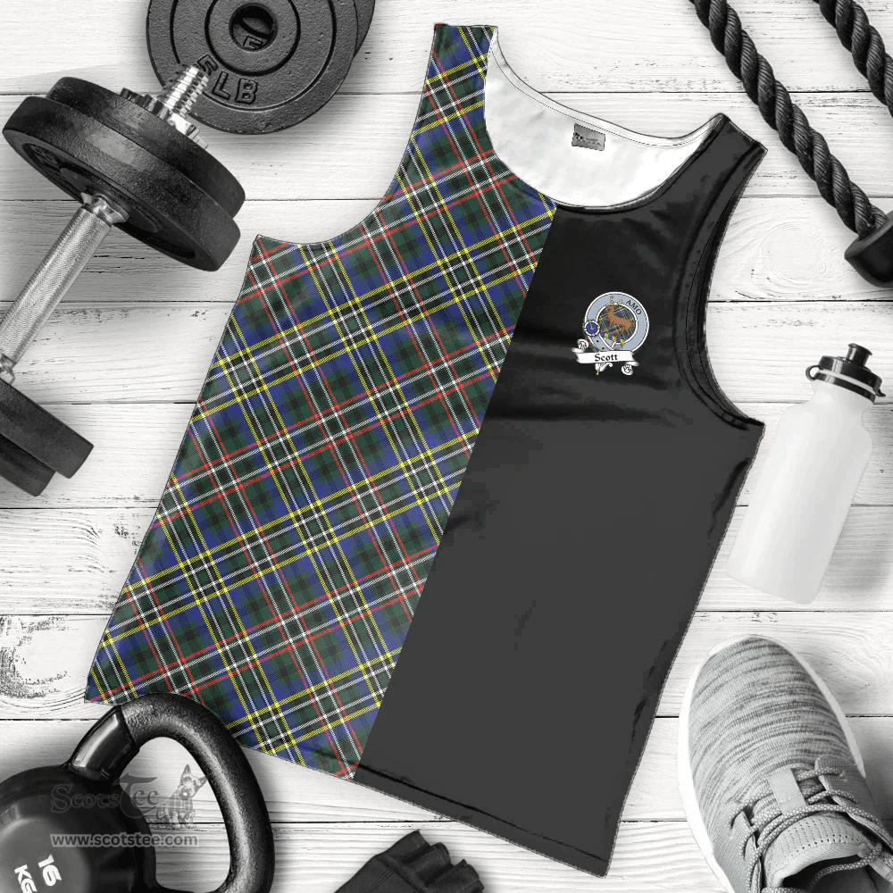 Scottish Scott Green Modern Clan Tartan Men Tank Top - Half of Me Style - Custom Your Text Scottish Plaid Tartan Plaid