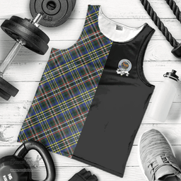 Scottish Scott Green Modern Clan Tartan Men Tank Top - Half of Me Style - Custom Your Text Scottish Plaid Tartan Plaid
