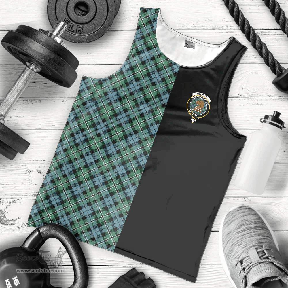 Scottish Melville Clan Tartan Men Tank Top - Half of Me Style - Custom Your Text Scottish Plaid Tartan Plaid