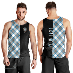 Scottish Stewart Muted Blue Clan Tartan Men Tank Top - Half of Me Style - Custom Your Text Scottish Plaid Tartan Plaid