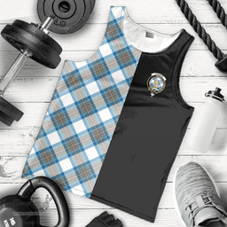 Scottish Stewart Muted Blue Clan Tartan Men Tank Top - Half of Me Style - Custom Your Text Scottish Plaid Tartan Plaid