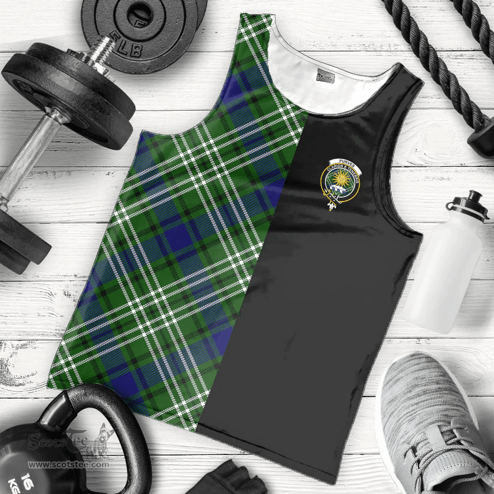 Scottish Purves Clan Tartan Men Tank Top - Half of Me Style - Custom Your Text Scottish Plaid Tartan Plaid