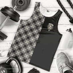 Scottish Menzies Black _ White Ancient Clan Tartan Men Tank Top - Half of Me Style - Custom Your Text Scottish Plaid Tartan Plaid