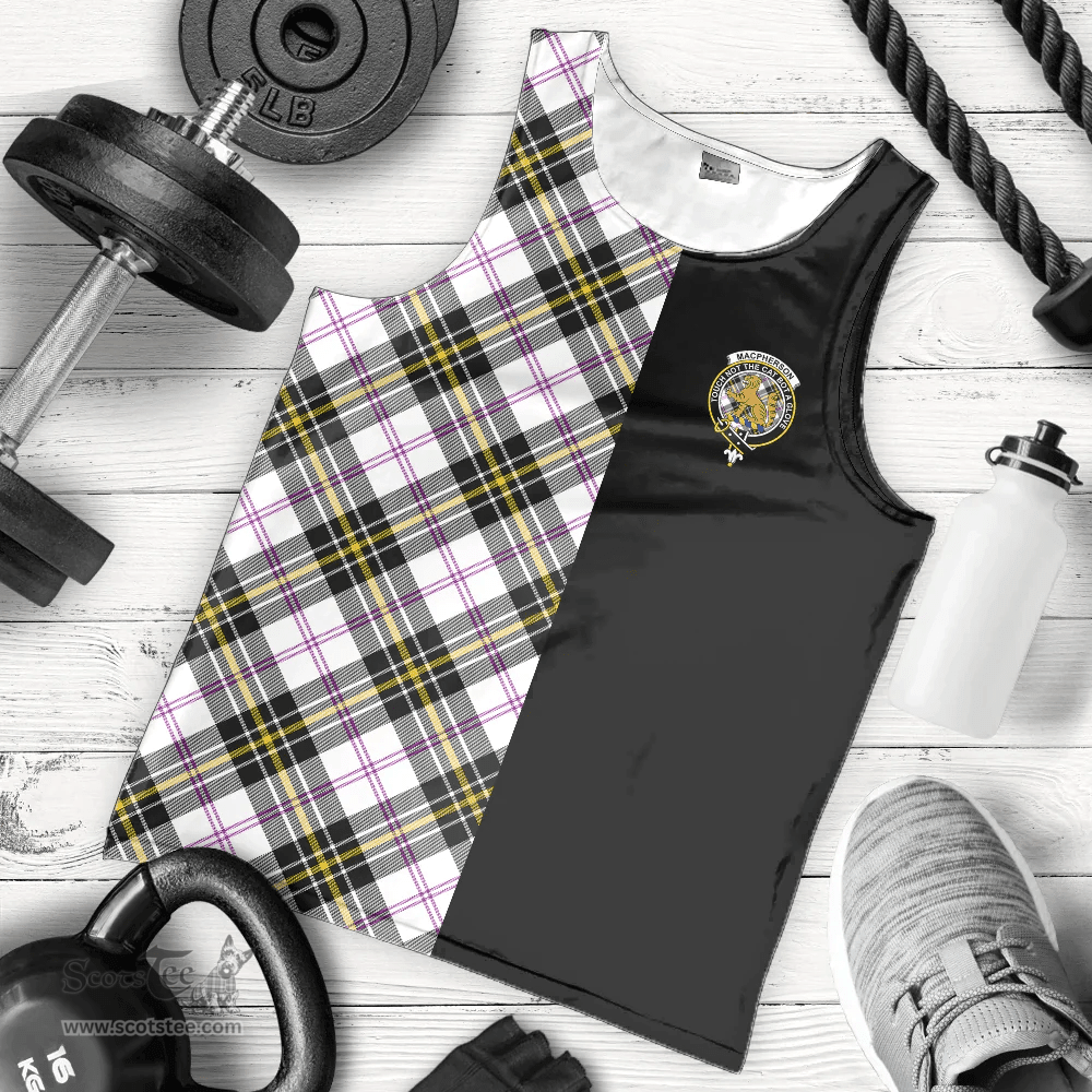 Scottish MacPherson Dress Modern Clan Tartan Men Tank Top - Half of Me Style - Custom Your Text Scottish Plaid Tartan Plaid