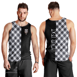 Scottish MacRae Dress Modern Clan Tartan Men Tank Top - Half of Me Style - Custom Your Text Scottish Plaid Tartan Plaid