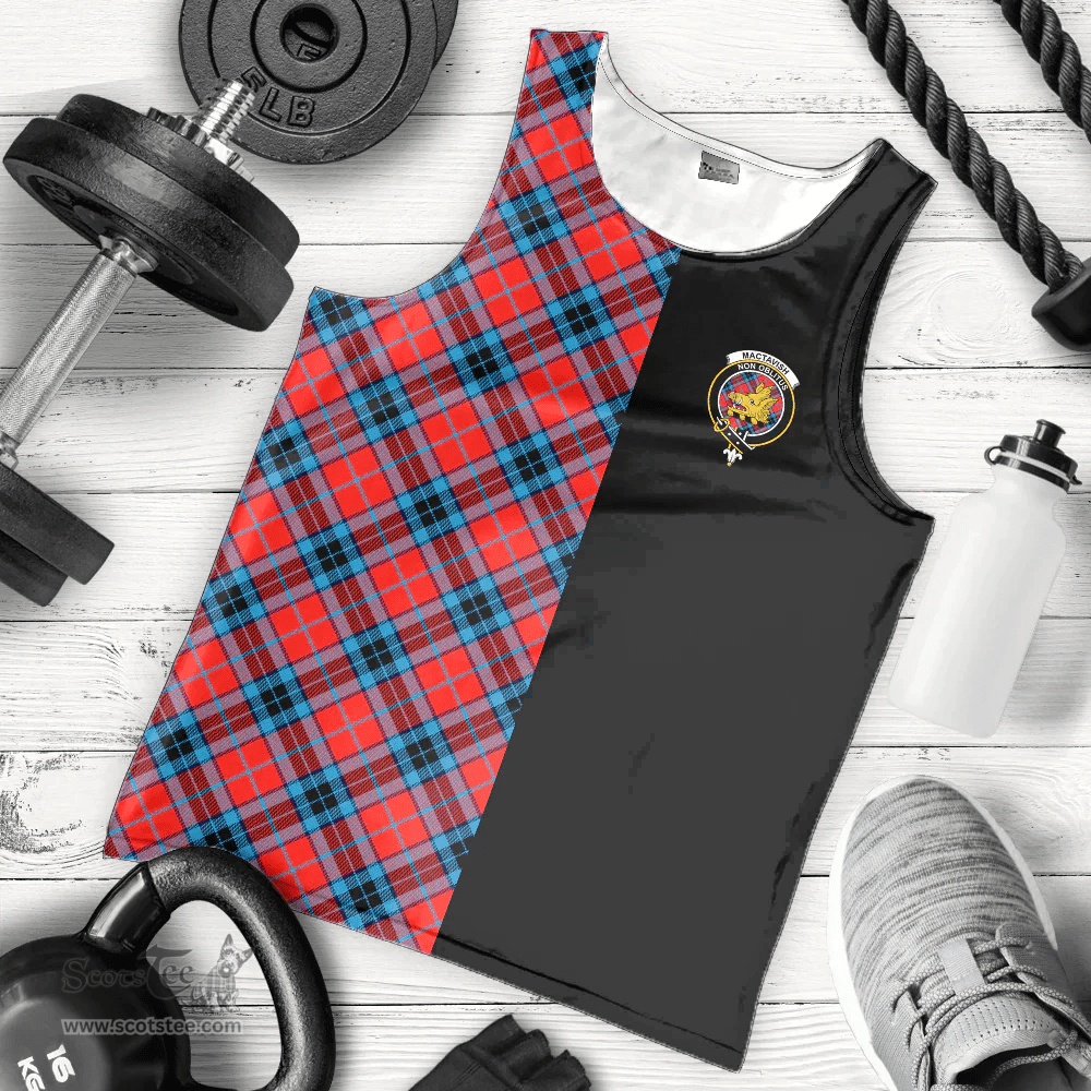 Scottish MacTavish Modern Clan Tartan Men Tank Top - Half of Me Style - Custom Your Text Scottish Plaid Tartan Plaid