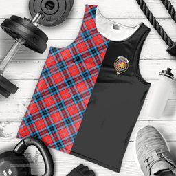 Scottish MacTavish Modern Clan Tartan Men Tank Top - Half of Me Style - Custom Your Text Scottish Plaid Tartan Plaid