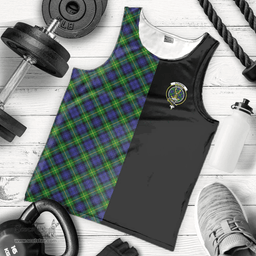 Scottish Gordon Modern Clan Tartan Men Tank Top - Half of Me Style - Custom Your Text Scottish Plaid Tartan Plaid