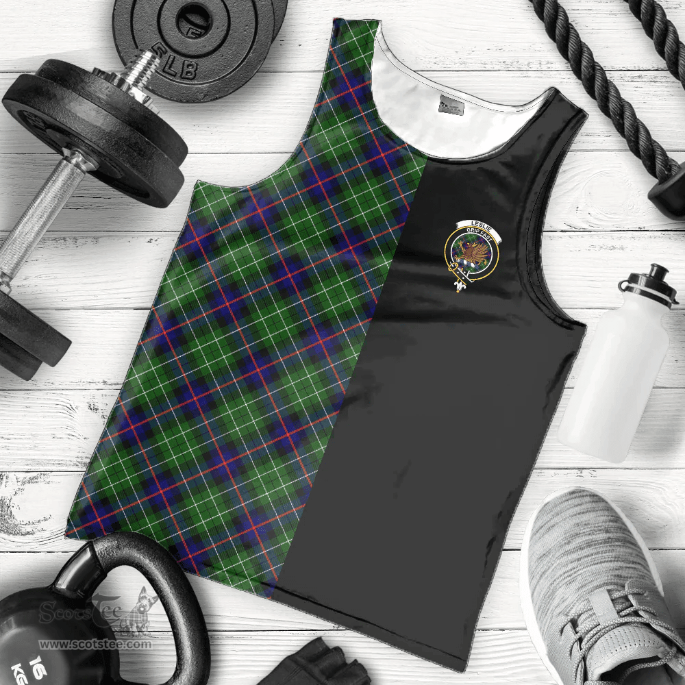 Scottish Leslie Hunting Clan Tartan Men Tank Top - Half of Me Style - Custom Your Text Scottish Plaid Tartan Plaid