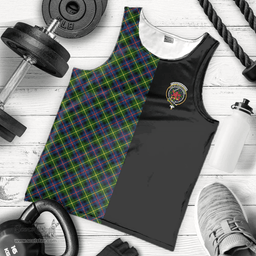 Scottish Farquharson Modern Clan Tartan Men Tank Top - Half of Me Style - Custom Your Text Scottish Plaid Tartan Plaid