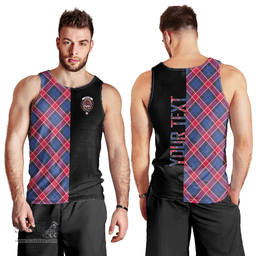 Scottish Graham of Menteith Red Clan Tartan Men Tank Top - Half of Me Style - Custom Your Text Scottish Plaid Tartan Plaid