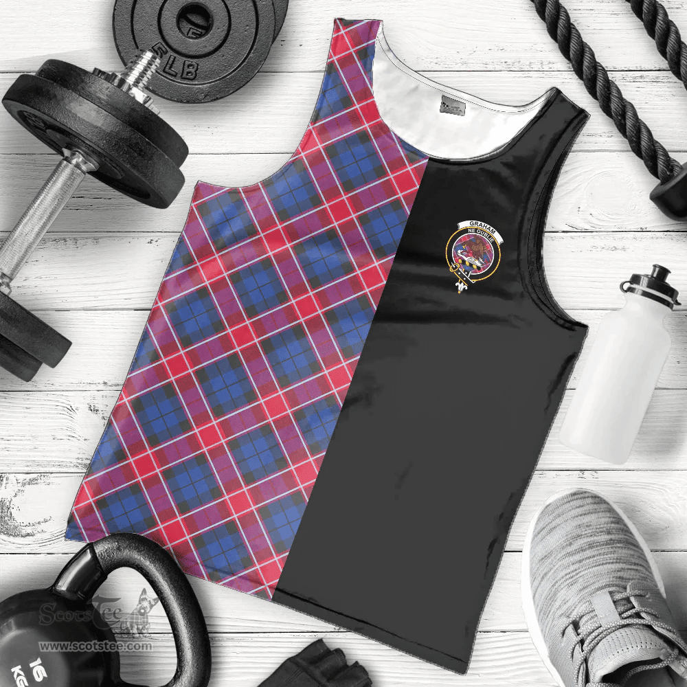 Scottish Graham of Menteith Red Clan Tartan Men Tank Top - Half of Me Style - Custom Your Text Scottish Plaid Tartan Plaid