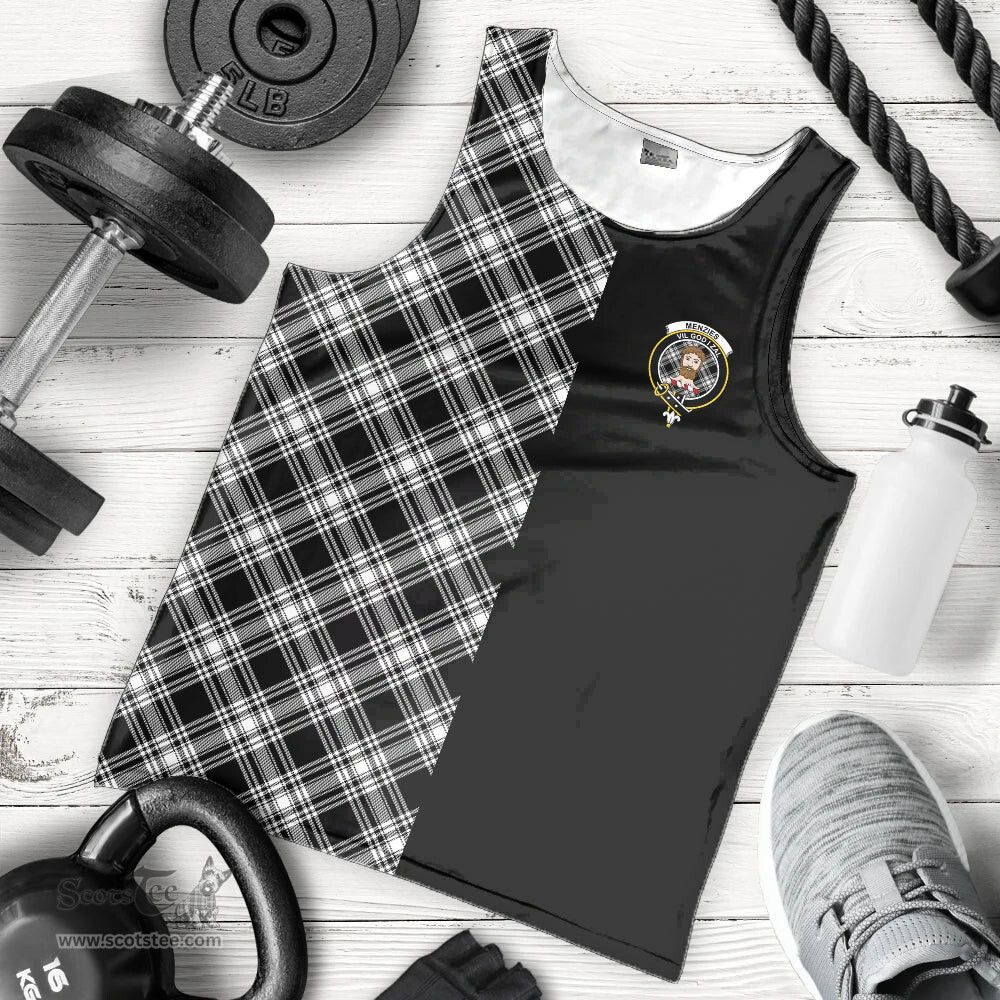 Scottish Menzies Black _ White Modern Clan Tartan Men Tank Top - Half of Me Style - Custom Your Text Scottish Plaid Tartan Plaid