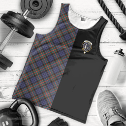 Scottish Fletcher of Dunans Clan Tartan Men Tank Top - Half of Me Style - Custom Your Text Scottish Plaid Tartan Plaid