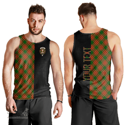 Scottish Menzies Green Modern Clan Tartan Men Tank Top - Half of Me Style - Custom Your Text Scottish Plaid Tartan Plaid