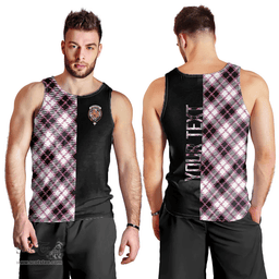 Scottish MacPherson Hunting Modern Clan Tartan Men Tank Top - Half of Me Style - Custom Your Text Scottish Plaid Tartan Plaid