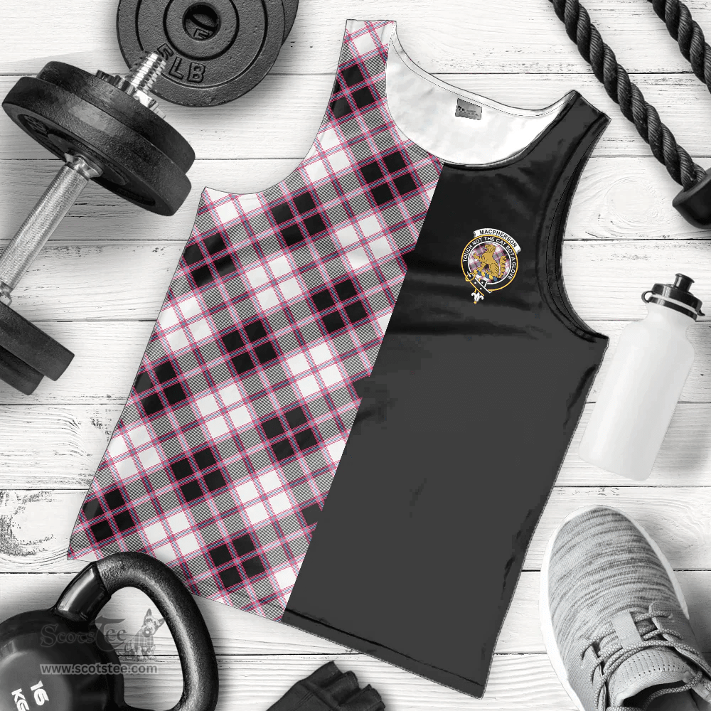 Scottish MacPherson Hunting Modern Clan Tartan Men Tank Top - Half of Me Style - Custom Your Text Scottish Plaid Tartan Plaid
