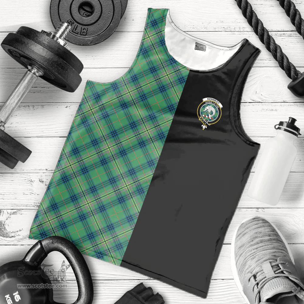 Scottish Kennedy Ancient Clan Tartan Men Tank Top - Half of Me Style - Custom Your Text Scottish Plaid Tartan Plaid