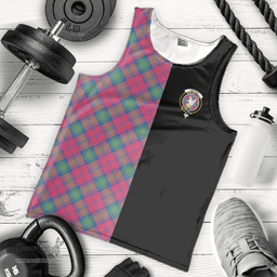 Scottish Lindsay Ancient Clan Tartan Men Tank Top - Half of Me Style - Custom Your Text Scottish Plaid Tartan Plaid