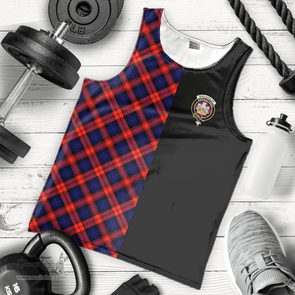Scottish MacLachlan Modern Clan Tartan Men Tank Top - Half of Me Style - Custom Your Text Scottish Plaid Tartan Plaid