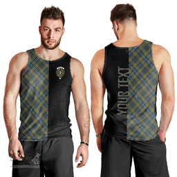 Scottish MacLellan Ancient Clan Tartan Men Tank Top - Half of Me Style - Custom Your Text Scottish Plaid Tartan Plaid