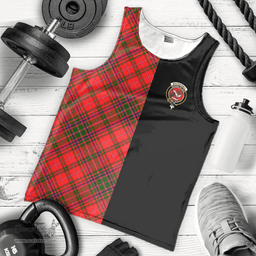 Scottish MacDougall Modern Clan Tartan Men Tank Top - Half of Me Style - Custom Your Text Scottish Plaid Tartan Plaid