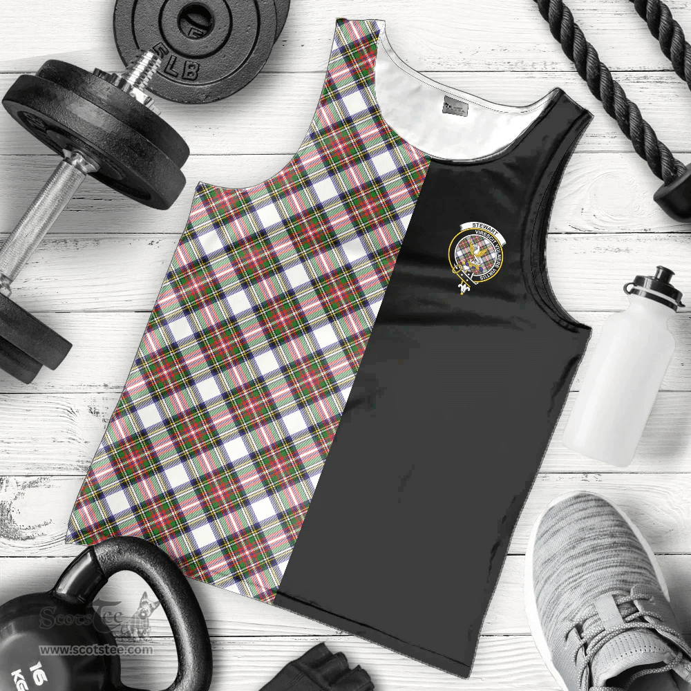 Scottish Stewart Dress Modern Clan Tartan Men Tank Top - Half of Me Style - Custom Your Text Scottish Plaid Tartan Plaid