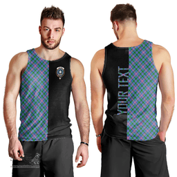 Scottish Pitcairn Hunting Clan Tartan Men Tank Top - Half of Me Style - Custom Your Text Scottish Plaid Tartan Plaid