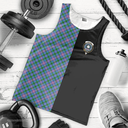 Scottish Pitcairn Hunting Clan Tartan Men Tank Top - Half of Me Style - Custom Your Text Scottish Plaid Tartan Plaid