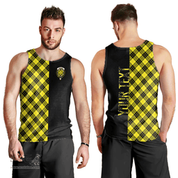 Scottish MacLeod of Lewis Modern Clan Tartan Men Tank Top - Half of Me Style - Custom Your Text Scottish Plaid Tartan Plaid