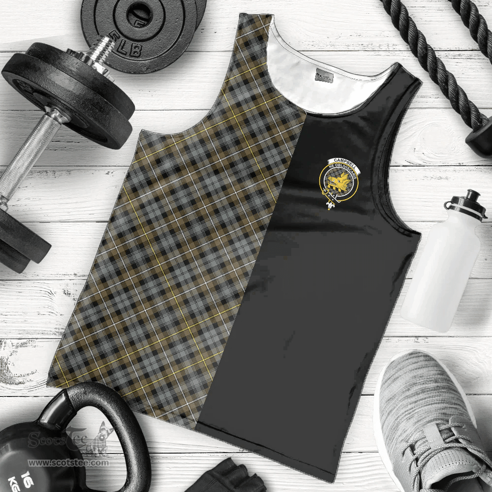 Scottish Campbell Argyll Weathered Clan Tartan Men Tank Top - Half of Me Style - Custom Your Text Scottish Plaid Tartan Plaid