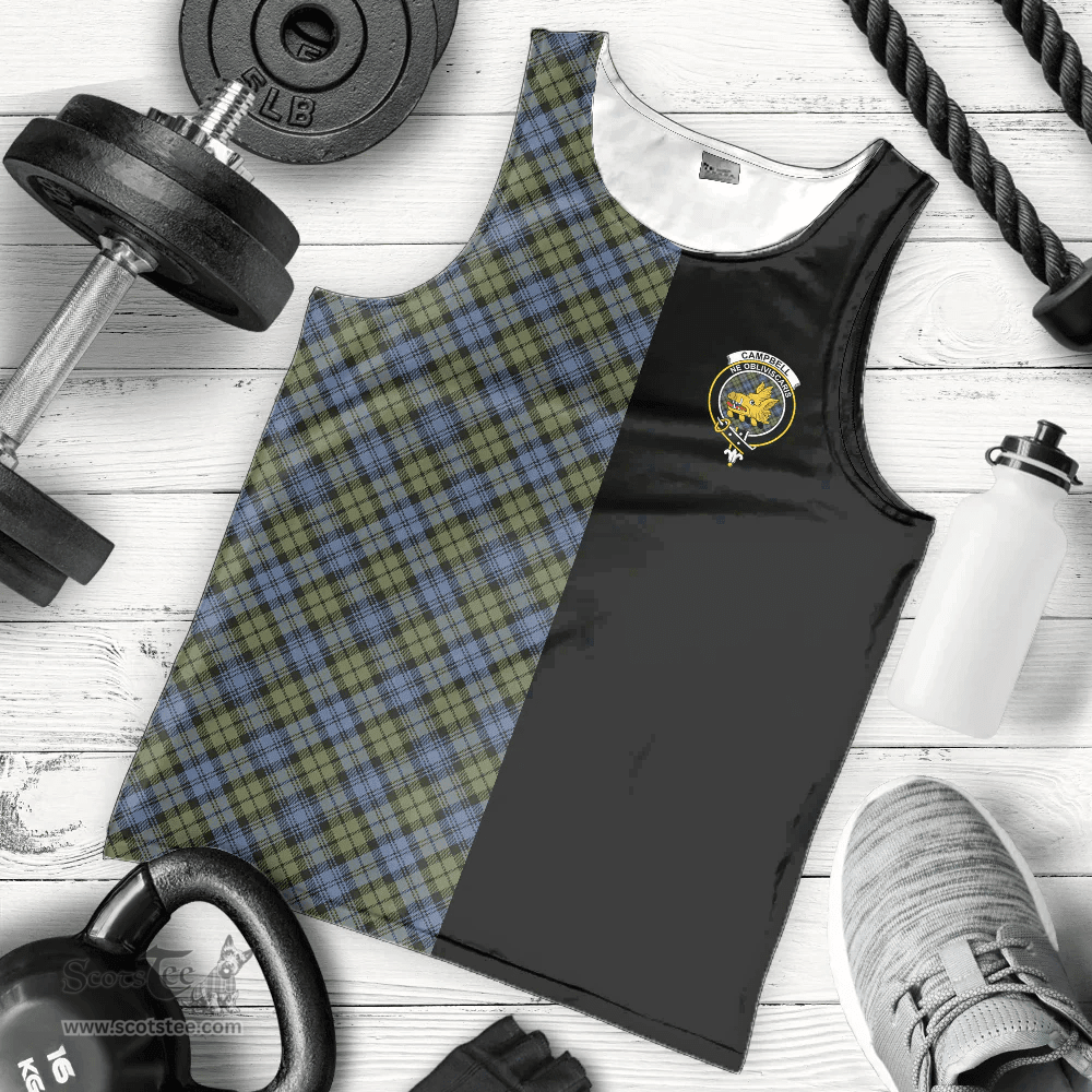 Scottish Campbell Faded Clan Tartan Men Tank Top - Half of Me Style - Custom Your Text Scottish Plaid Tartan Plaid