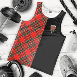 Scottish Binning Clan Tartan Men Tank Top - Half of Me Style - Custom Your Text Scottish Plaid Tartan Plaid