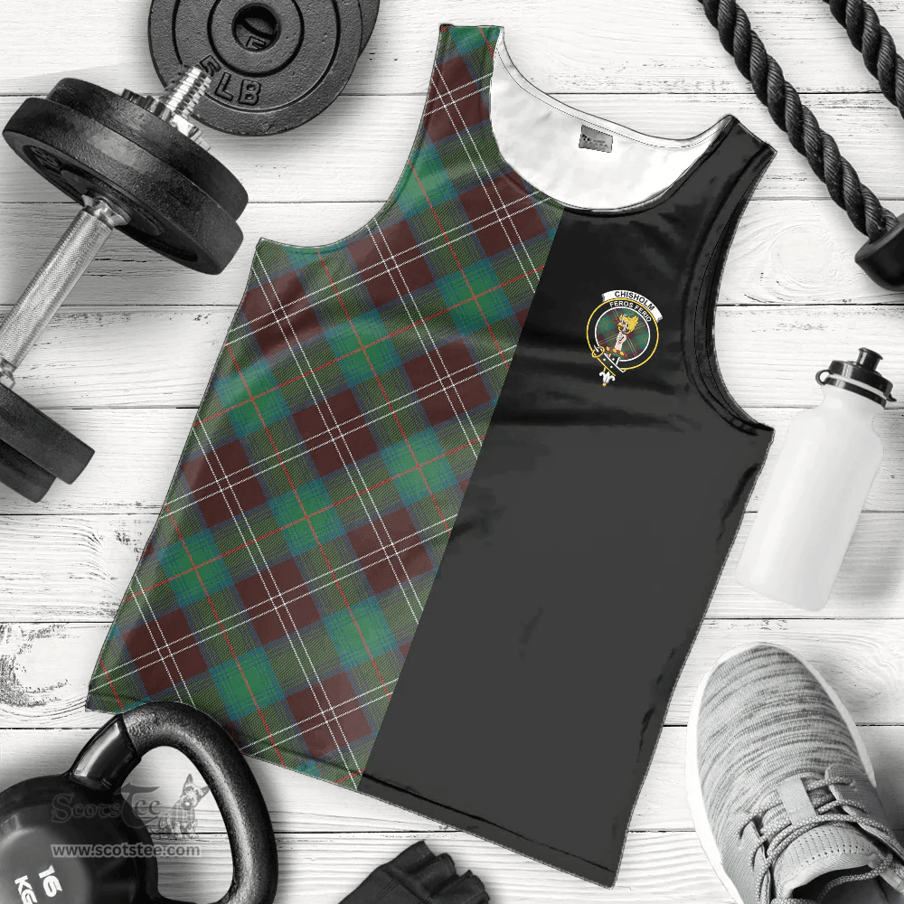 Scottish Chisholm Hunting Ancient Clan Tartan Men Tank Top - Half of Me Style - Custom Your Text Scottish Plaid Tartan Plaid