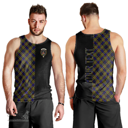 Scottish Clelland Modern Clan Tartan Men Tank Top - Half of Me Style - Custom Your Text Scottish Plaid Tartan Plaid