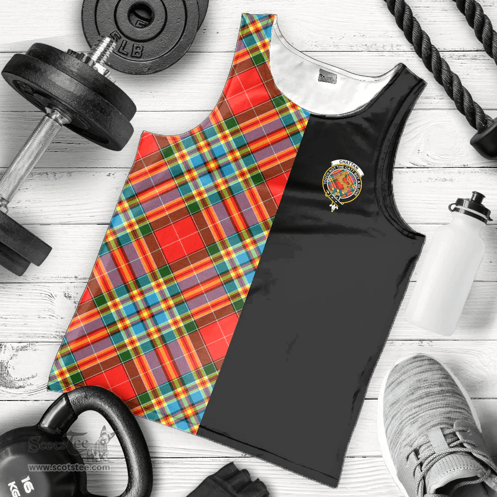Scottish Chattan Clan Tartan Men Tank Top - Half of Me Style - Custom Your Text Scottish Plaid Tartan Plaid