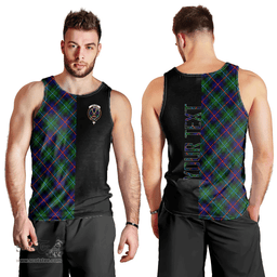 Scottish Calder Modern Clan Tartan Men Tank Top - Half of Me Style - Custom Your Text Scottish Plaid Tartan Plaid