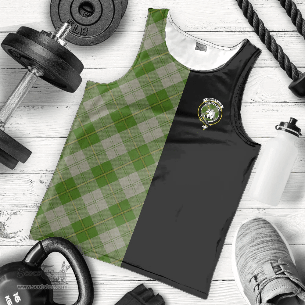 Scottish Cunningham Dress Green Dancers Clan Tartan Men Tank Top - Half of Me Style - Custom Your Text Scottish Plaid Tartan Plaid
