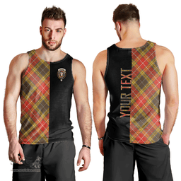 Scottish Buchanan Old Set Weathered Clan Tartan Men Tank Top - Half of Me Style - Custom Your Text Scottish Plaid Tartan Plaid